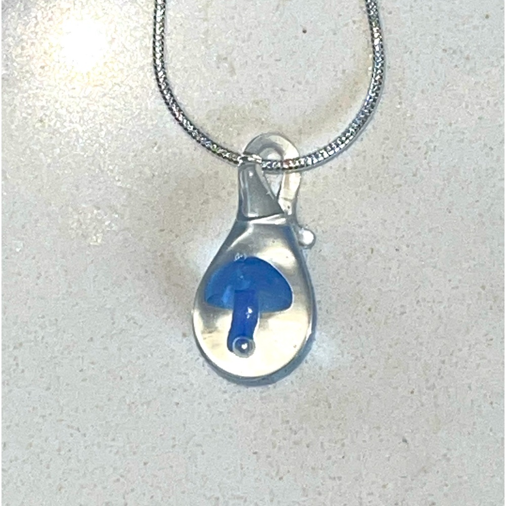 Blown glass mushroom necklace